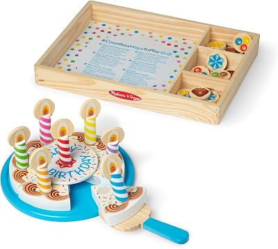 Melissa & Doug Birthday Party Cake Wooden Play Food Toy 3+ Gift