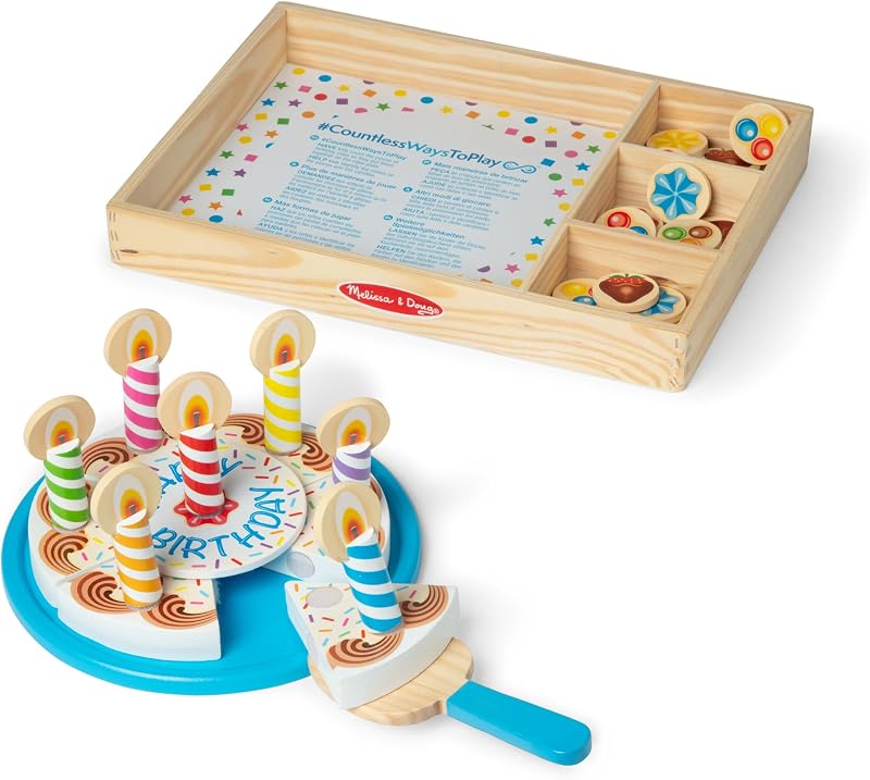 Melissa & Doug Birthday Party Cake Wooden Play Food Toy 3+ Gift