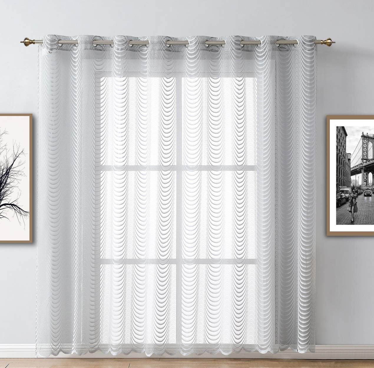 Outdoor Curtains - Warm Home Designs 1 Dark Silver Color Extra Wide 102 x 84 Inch Long Sheer Patio Door Size Grommet Curtain Panel. Cover Sliding Glass Doors, Extra Large Windows or Open Spaces. WA Silver Patio 84