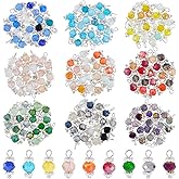 GOMAKERER 180 Pcs 9 Colors Crystal Dangle Charms, Electroplate Glass Pendants End Drop Beads with Brass Bead Cap Clear Glass Bead Charms for DIY Earrings Necklace Jewelry Making