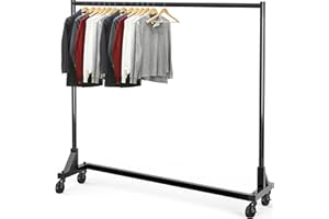 Simple Houseware Industrial Grade Z-Base Garment Rack, 500lb Load with 62 Inches Extra Long Bar, Black