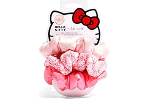 Hello Kitty x Kitsch Matte Satin Scrunchies for Women - No Crease Hair Ties No Damage | Scrunchies for All Hair Types | Stylish & Comfortable, For Ponytails & Buns | Ideal Gifts for Women - 3pcs