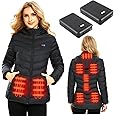 QTREE intelligence Heated Jacket for Women with 2PCS 10000mAh Power Bank,9 Heating Areas Slim Fit Jackets