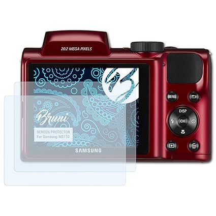 Bruni Schutzfolie für Samsung WB110 Folie, glasklare Displayschutzfolie (2X)