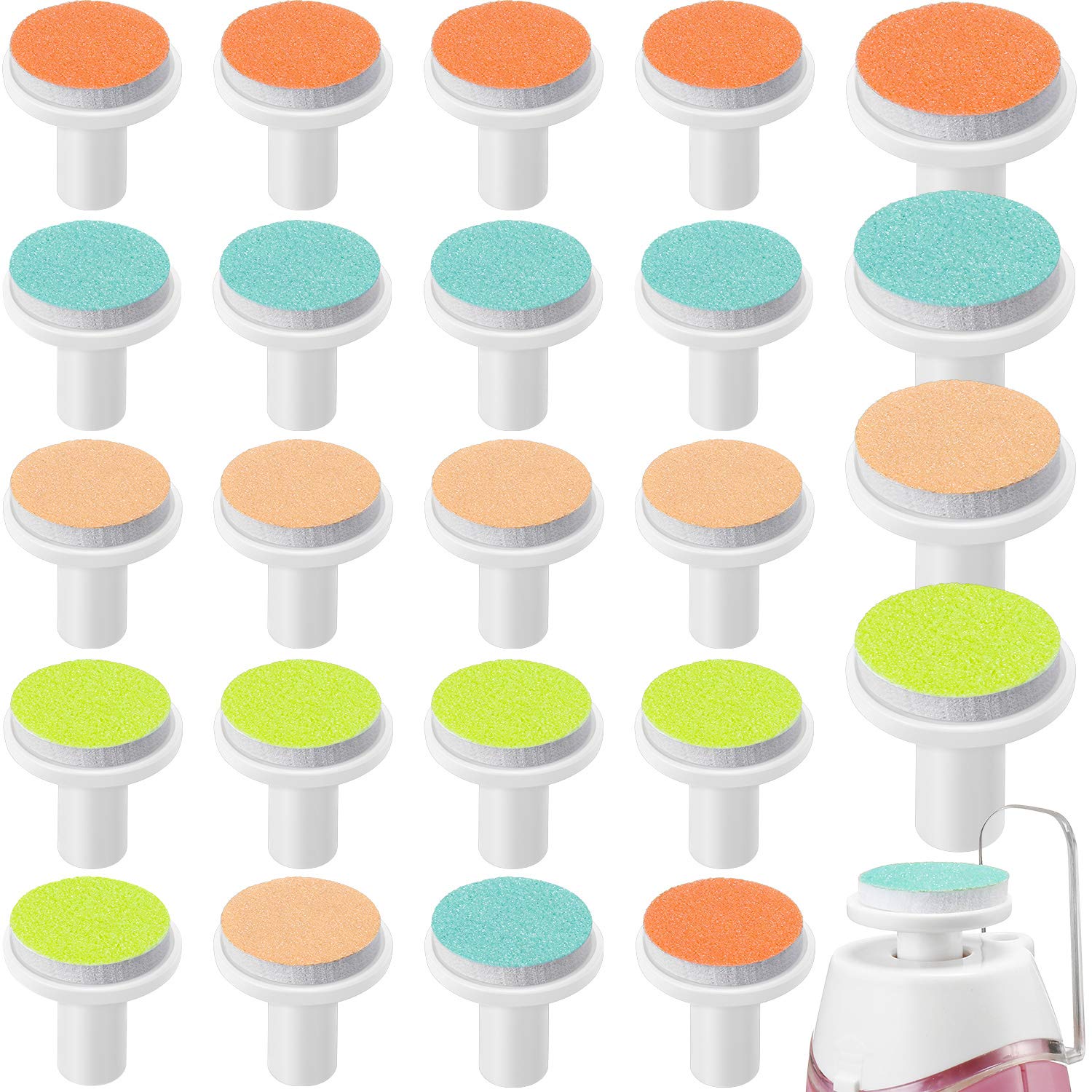 Photo 1 of 24 Pieces Baby Nail File Pads Nail Trimmer Replacement Pads Electric Baby Nail Grinding Heads for Standard Electric Kid Nail Trimmer Suits to Newborn Infant Toddler (Pink, Light Blue, Green, Orange)