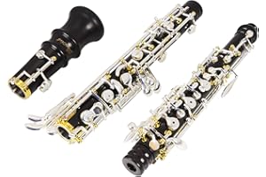 DANCHET Oboe Professional Performance Level Ebony Body Silver Plated Semi Automatic C Tone with Reeds, Cleaning Cloth, Oboe Swab, Powder Paper, Absorbing Paper, Thumb Rest, Screwdriver, Gloves, Case