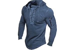 PETCDIM Mens Long Sleeve Tactical Hoodies Sweatshirts Outdoor Military Distressed Retro Lace Up Gym Athletic Hooded Pullover