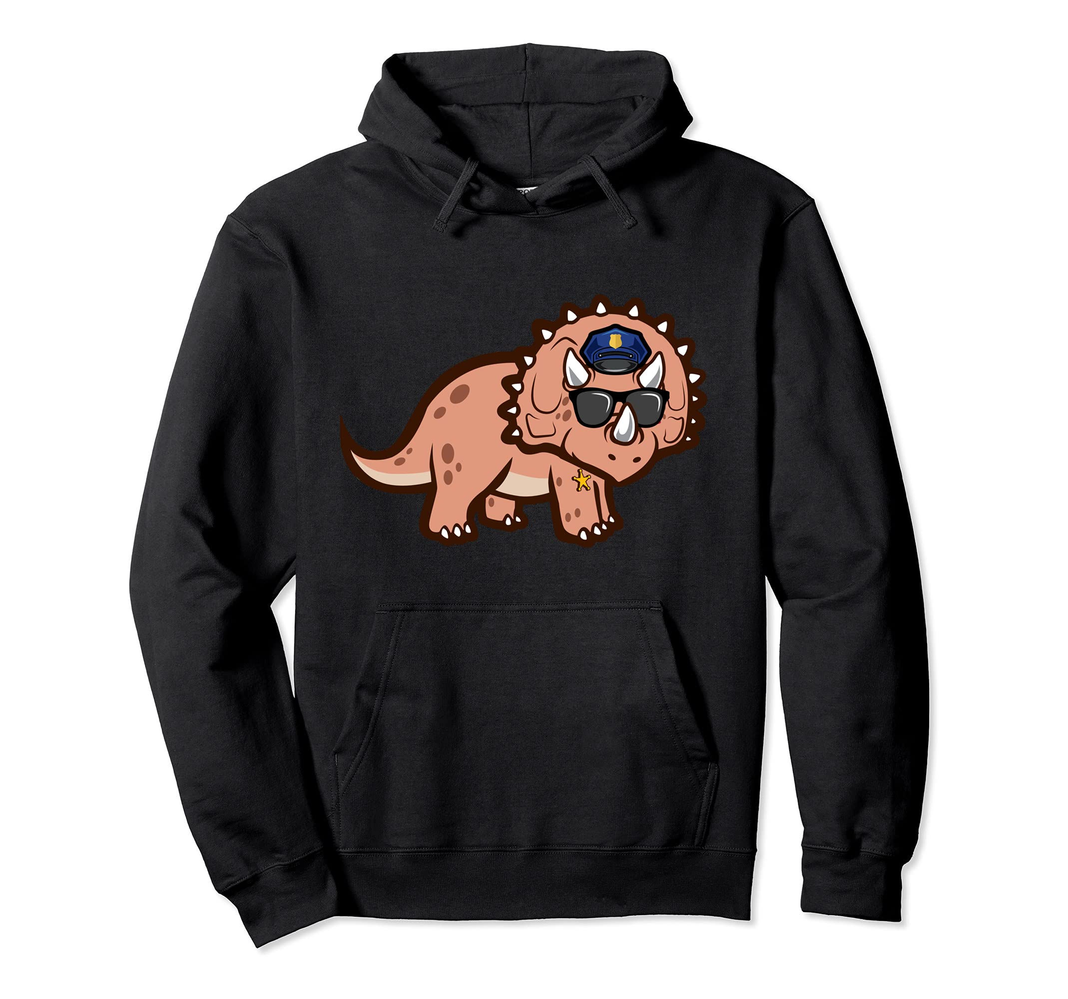 Police Officer Cop Law Enforcement Triceratops Dinosaur Pullover Hoodie