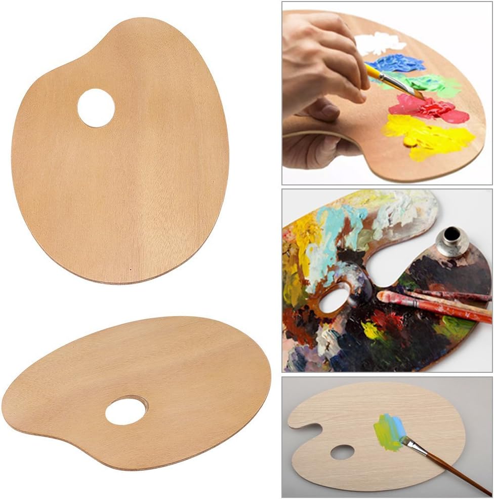 Wooden Painting Palette 20x30cm Large Oval Mixing Tray for Oil and Acrylic Paints Artists - Image 4