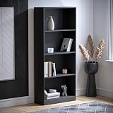 Vida Designs Cambridge 4 Tier Large Bookcase Black Wood Shelving Unit view 6
