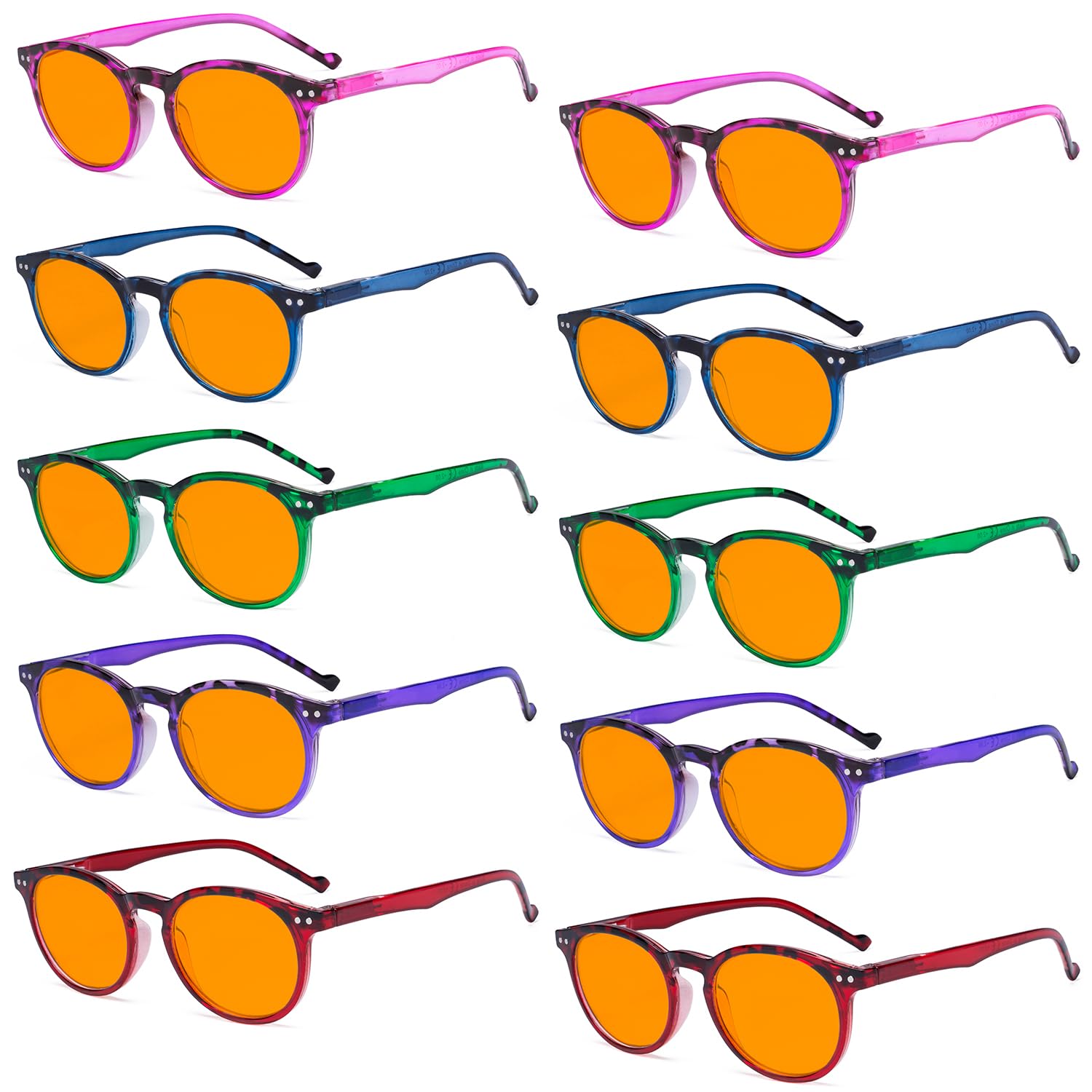 Photo 1 of Eyekepper 10-Pack Orange Tinted Oval Round Blue Light Blocking Reading Glasses Retro Design Computer Readers for Women +3.00