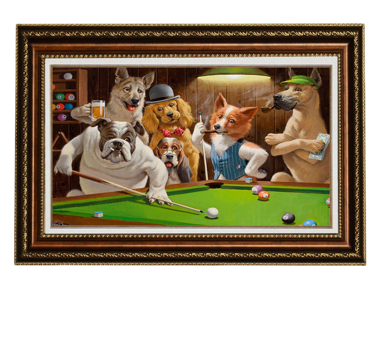 Собаки играют в бильярд картина автор