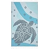 Sand Cloud Oversized Turkish Beach Towel (Bruno Blue) - 100% Certified Cotton Turkish Bath Towels - Sand Free & Quick Dry Large Beach Towel for Pool, Yoga, Picnic & Travel - As Seen on Shark Tank
