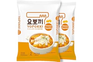 Yopokki Instant Tteokbokki Pack (Cheese, Pack of 2) Korean Street food with cheese sauce Topokki Rice Cake - Quick & Easy to Prepare