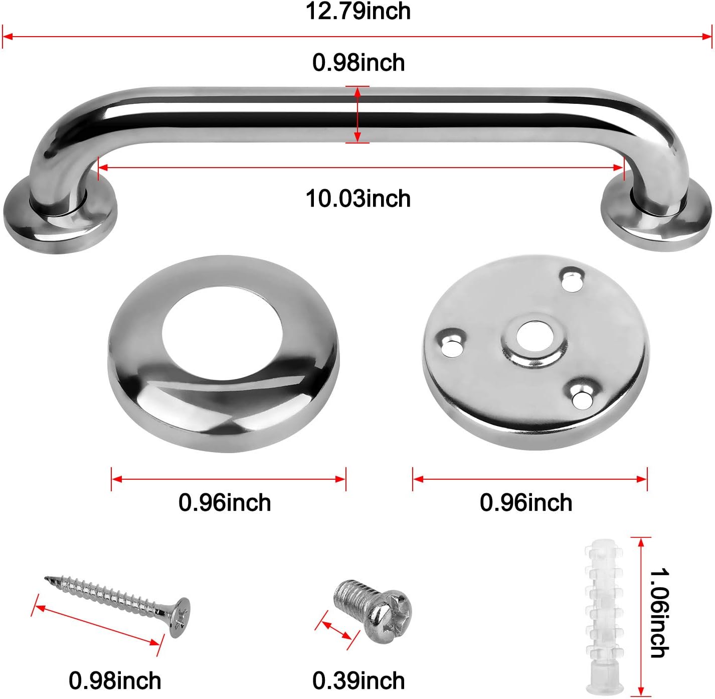 2 Pack 12 Inch Shower Grab Bar, Stainless Steel Bathroom Grab Bar, Shower Handle, Bath Handle, Grab Bars for Bathroom: Home & Kitchen