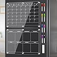2 Pack Acrylic Magnetic Dry Erase Board Calendar for Fridge, Clear Monthly and Weekly Planner for Refrigerator, with 8 Colors Dry Erase Markers,14.2"x10.2"