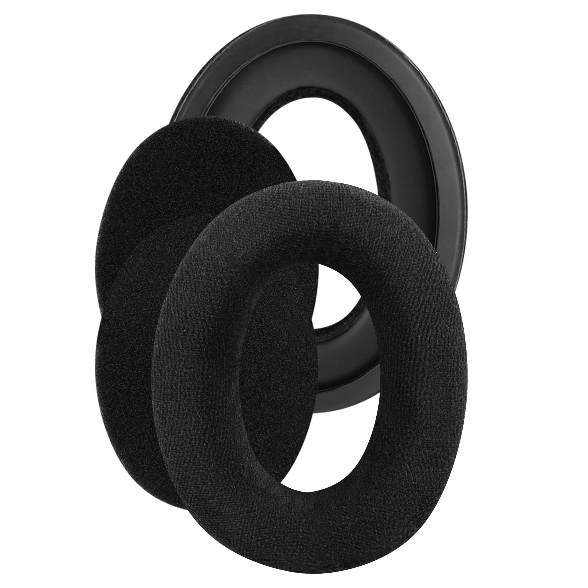 Geekria Comfort Velour Replacement Ear Pads for Sennheiser HD505, HD515, HD518, HD555, HD558, HD559, HD569, HD579, HD589 Headphones Ear Cushions, Repair Parts with Video Guide (Black)