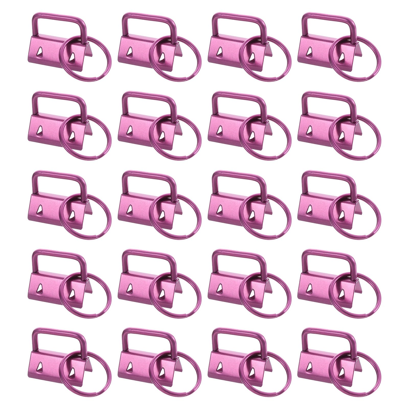 uxcell 20Pcs 25mm/ 1-inch Key Fob Hardware with Keychain Ring for Bag Webbing Wristlets, Lanyards, Pink