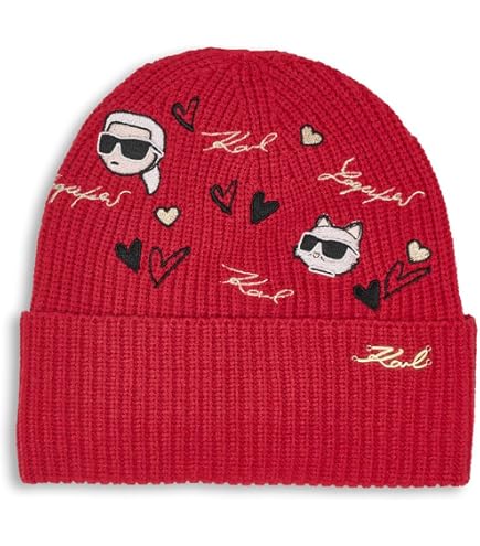 Whipstitch Beanie with Embroidered Karl Logo Pom Pom Beanie Hat NWT Karl Lagerfeld Paris Beanie Hat Knit PomPom Rhinestones  main image 4