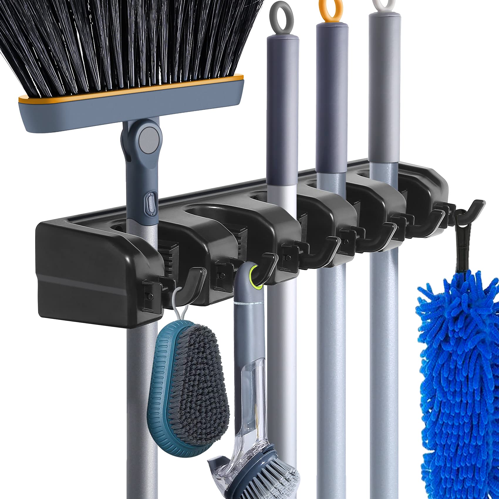 Photo 1 of HYRIXDIRECT Wall Mount Broom Mop Holder Hanger Garden Tool Organizers Rack Garage Laundry Room Organizations and Storage with Hooks Heavy Duty