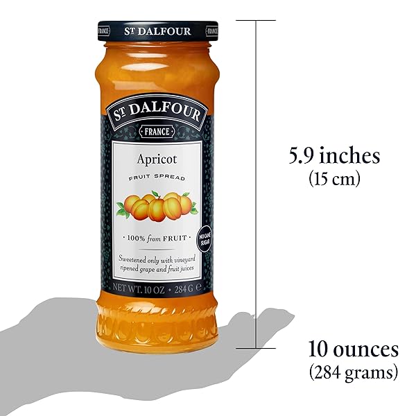 ST. DALFOUR APRICOT FRUIT SPREAD – 10OZ – 100% FROM FRUIT, NO ARTIFICIAL INGREDIENTS, NON-GMO, NO CANE SUGARS, ALL NATURAL, MADE IN FRANCE