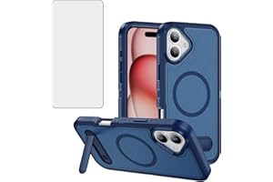 Asuwish Phone Case for iPhone 16 Plus 6.7 inch Compatible with Magsafe Tempered Glass Screen Protector Cell Cover Stand Clear