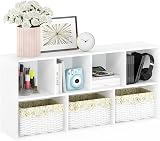 Furinno LUDER 7-Cube Bookshelf White 49.5W x 105.9H x 23.9D cm view 5