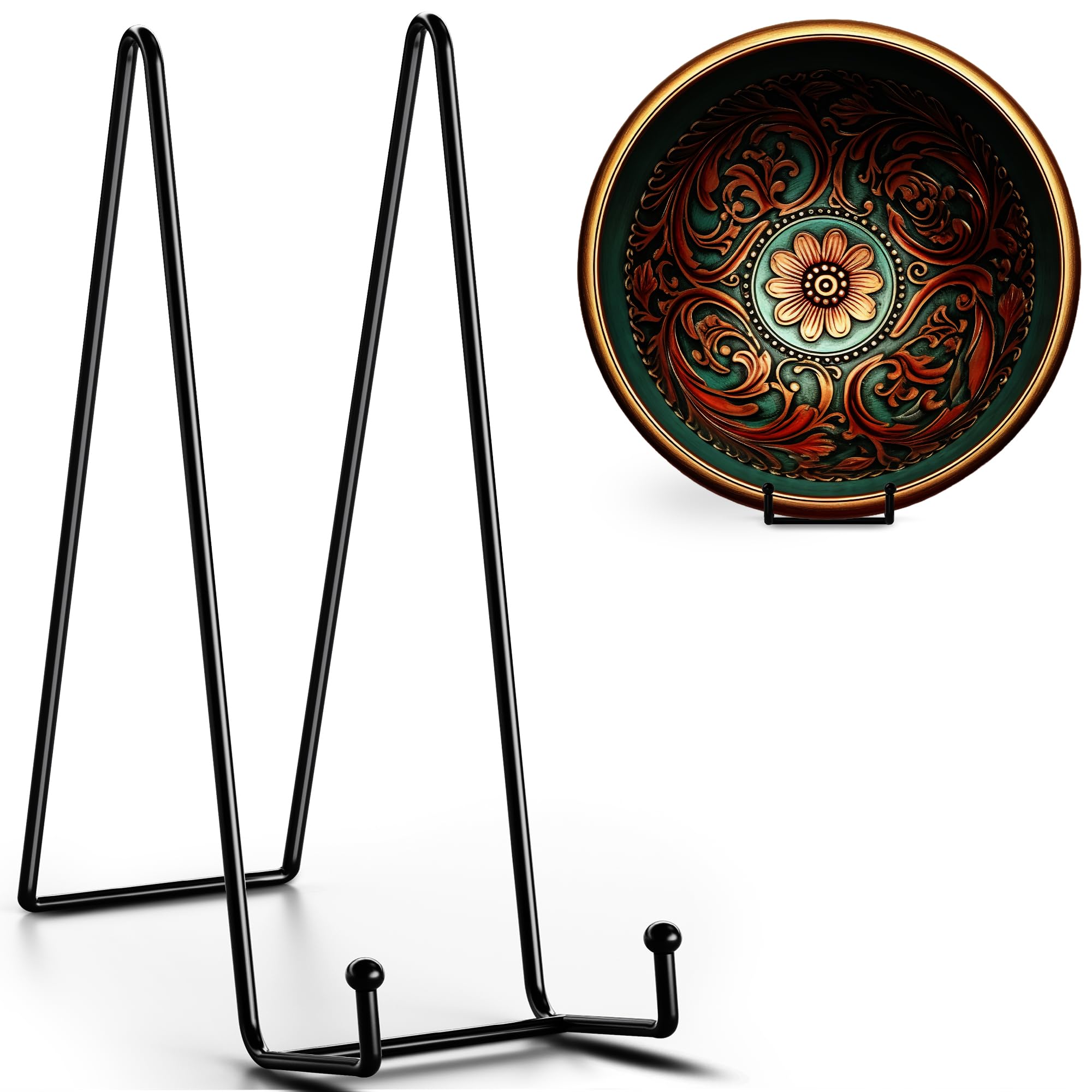 Photo 1 of TR-LIFE 16 Inch Black Metal Plate Stand (3 Pack) - Heavy Duty Picture and Display Stand for Large Plates, Frames, Platters and Art
