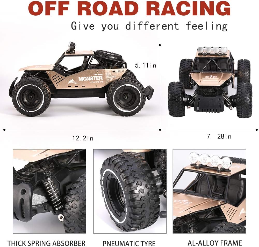 Jaysompro RC Cars-1:14 Scale 2WD High Speed 20KM/h All Terrains Remote Control Car with Two Rechargeable Batteries-Road Monster Truck for Boys and Adults: Toys & Games