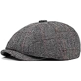 Xinveen Men's 8 Panel Wool Blend Newsboy Hats Classic Vintage Gatsby Lvy Cabbie Hat Flat Beret Cap