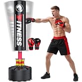 GIKPAL Freestanding Punching Bag for Adults, Heavy Boxing Bag with Stand | 12-Suction-Cup Stable Base, Tear-Resistant PU Leather, No-Spring Quiet Rebound, Sand/Water Fillable, Kickboxing &amp; Cardio