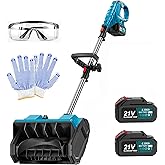 ZEEKMUSS 21V Cordless Snow Blower, 32 cm Electric Snow Shovel, Brushless Motor, Adjustable Handle, 2 Batteries Included (2 Ba