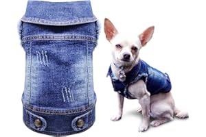 SILD Pet Clothes Dog Jeans Jacket Cool Blue Denim Coat Small Medium Dogs Lapel Vests Classic Hoodies Puppy Blue Vintage Washed Clothes