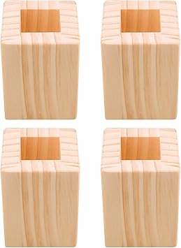 Amazon Kaittyoffice 4個入 家具ソフトフィート 角形 防湿 テーブルの高さをあげる足 家具リフター ソファ テーブル用 6x6x8 3cm 木製 5cm高さを上げる キャスター 固定脚 文房具 オフィス用品