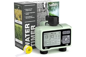 Sprinkler Timer, SOYUS Programmable Water Timer Outdoor Garden Hose Timer with Rain Delay/Manual/Automatic Watering System,Waterproof Digital Irrigation Timer System for Lawns, Yard and Pool, 2 Outlet