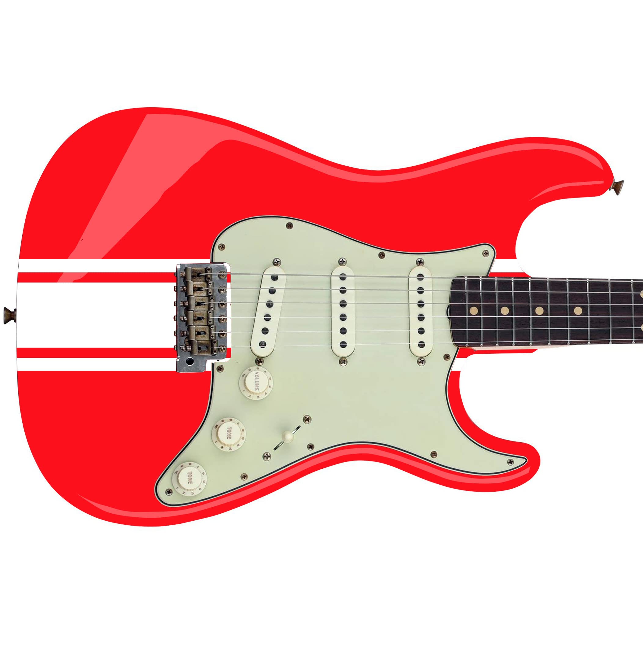 Wide Custom Racing Stripe Decal Stickers for Guitars & Basses. Colour Options Available (White)