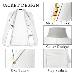 Aowdoy Men's Suits 3 Piece Slim Fit Tuxedo Suit One
