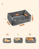 Feandrea Linen-Look Dog Bed Large 90 x 75 cm with Raised Edges Non-Slip Cover view 5