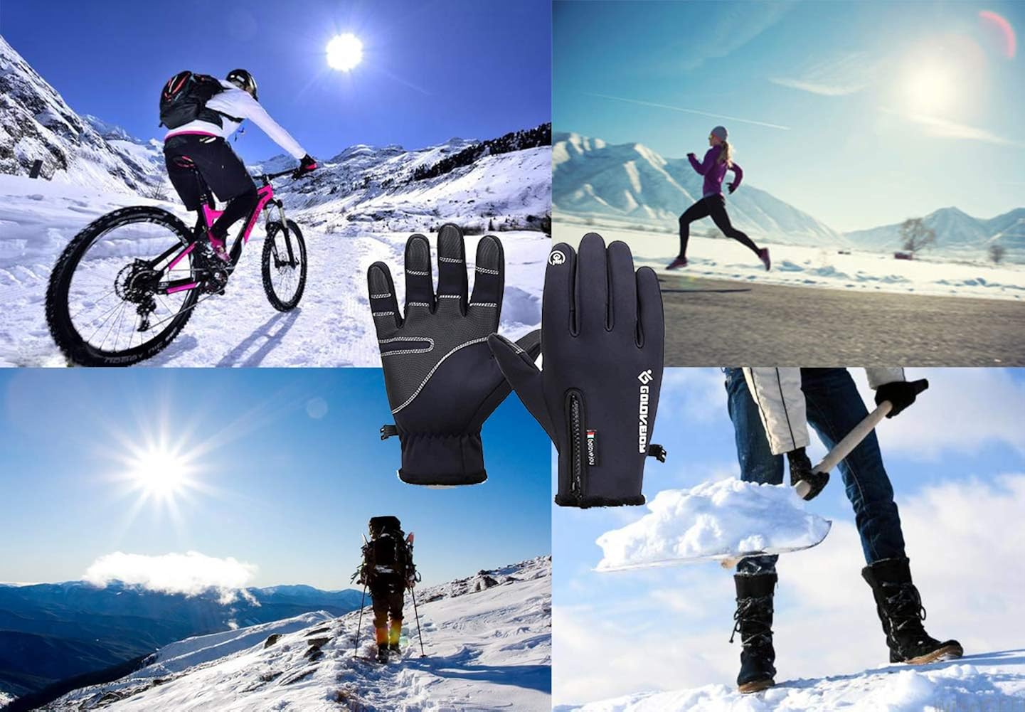 Jeniulet Mens Winter Warm Gloves Waterproof and All Finger Touch Screen Gloves for Cycling and Outdoor Work at  Men’s Clothing store
