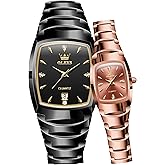 OLEVS Couple Watch Men and Women His and Her Watches Set Analog Date Diamond Stainless Steel Waterproof Luminous Wrist Watch