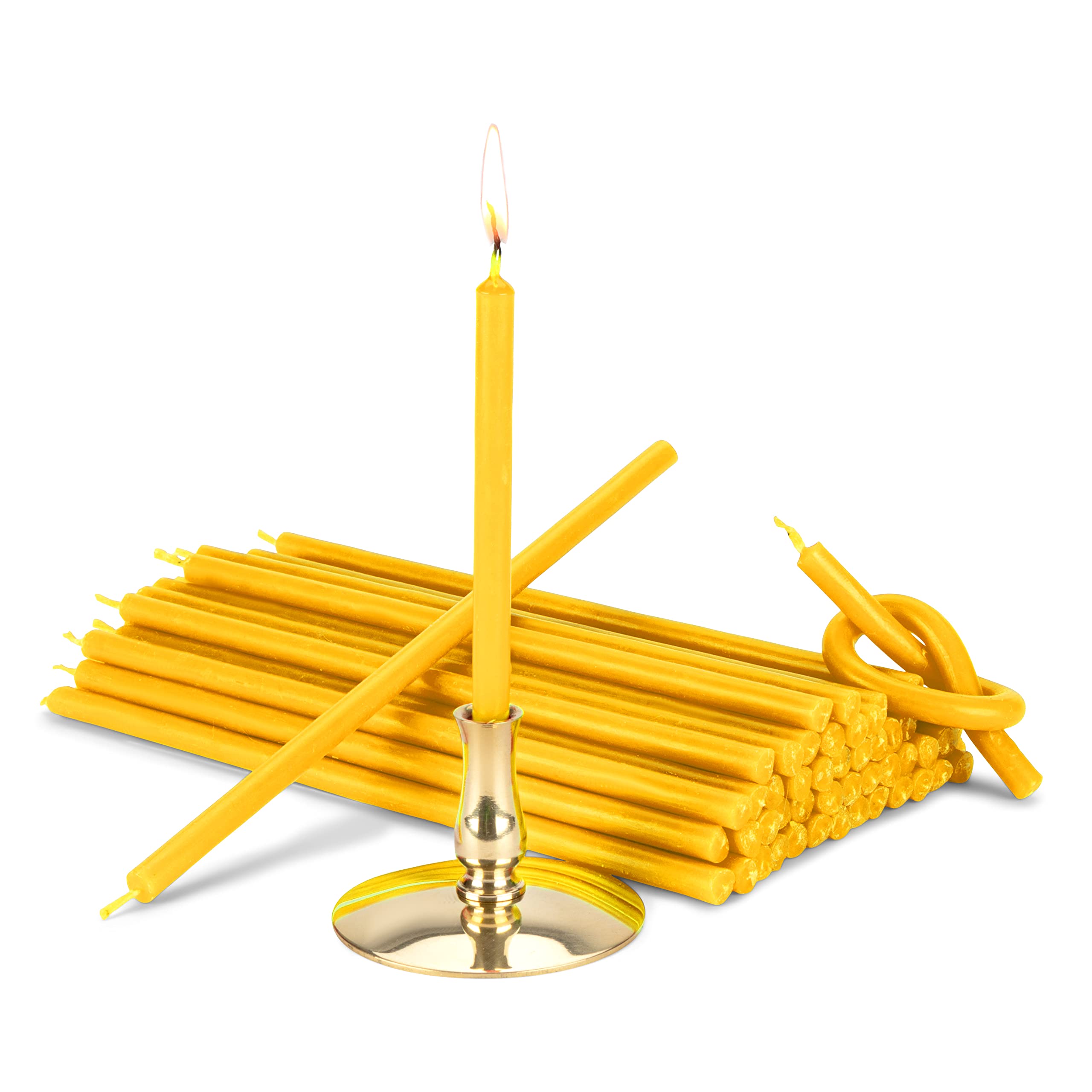 NKlaus - Candleholder with Candles Yellow dripfree L 16cm sacrificial Candles Paraffin Wax 40013