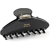 Large Acetate 4 Inch Hair Claw Clip for Women, Hair Claw Clips & Jaw Clips for Thin or Thick Hair, French Style Hair Claws with Non-Slip Teeth, Hair Accessories for Updos, Buns & Ponytails(Black)