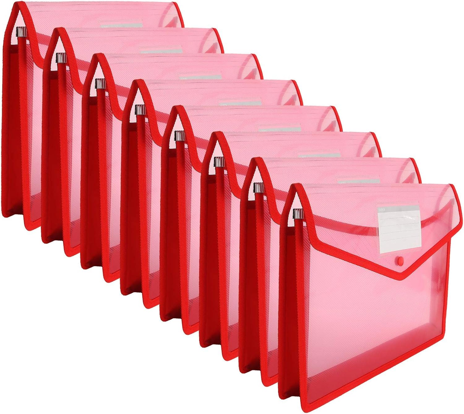 LISHINE 8 Pack Plastic Wallet Folder Envelopes with Closure and Label Pocket, A4