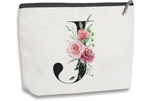 KDXPBPZ KDXPBZ Initial Makeup Bag - Personalized Gifts for Women, Bridesmaid & Birthday Gifts, Bride & Bridesmaid Cosmetic Bag (Letter J)