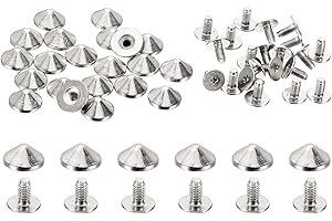 Generic 10mm Studs for Clothing, 20 Sets Studs and Spikes Leather Rivets Cone Spikes Metal Screw Studs for Clothing Leather C