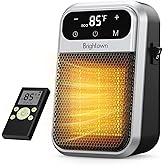 Brightown 800W Plug in Heater with Remote - Outlet Space Heater with Touch LED Display, Small Electric Wall Heaters for Indoo