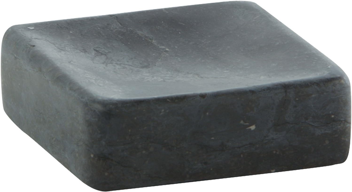 Nova Bath Collection Hammam Dark Gray Round Soap Dish Holder Tray Soap Holder, Soap Saver, Marble