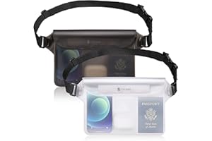 SYNCWIRE Waterproof Pouch Bag with Adjustable Waist Strap (2 Pack) - IP68 Waterproof Waist Bag Screen Touchable Dry Bag with Adjustable Belt for Beach, Swimming, Boating, Fishing, Hiking, etc
