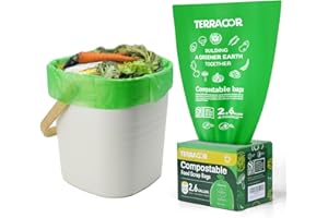 TERRACOR 2.6 Gallon Compostable Bags,100 Count Compost Bags for Countertop Bin,BPI Certified and Meet The ASTM D6400 Standard