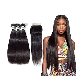 Amazon Com Hair Brazilian Hair Weave Bundles With Closure Human